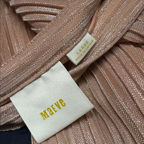 Anthropologie Maeve Ambra Pleated Rose Metallic Midi Skirt Size - Picture 12 of 12